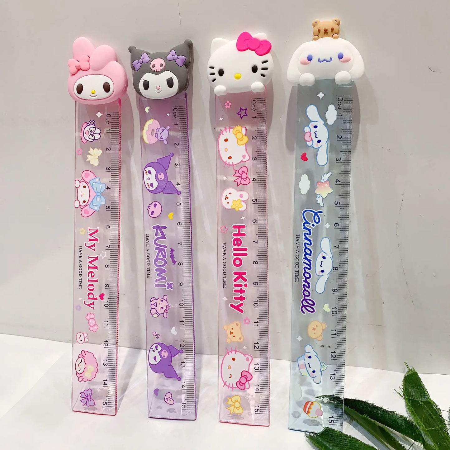 4-Piece Kawaii Sanrio Ruler Set – 15cm Cartoon Kuromi, My Melody & Cinnamoroll Stationery for Students & School Supplies