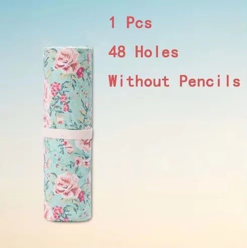 Colorful Canvas Pencil Roll – 12 to 72 Slot Organizer for Students, Artists & School Supplies