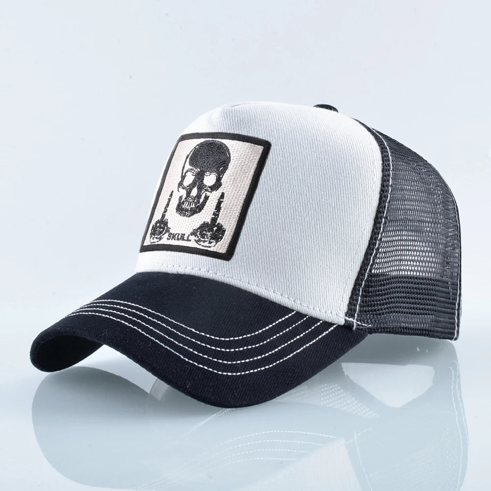 Unisex Trucker Cap Men Four Seasons Baseball Cap With Skull Patch Women's Snapback Hip Hop Baseball Hat Outdoor Sport Casual Cap