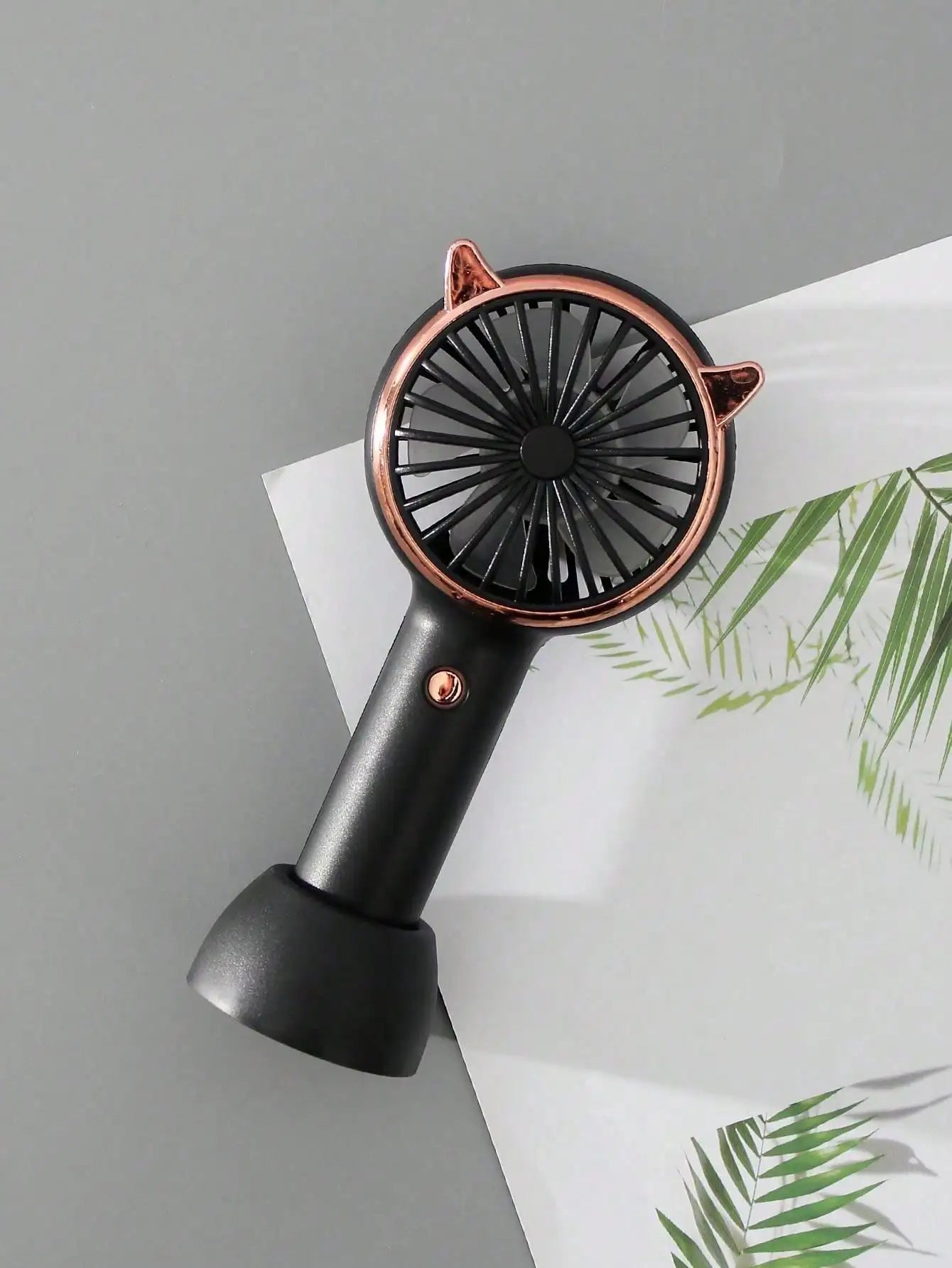 Cute Cat Ear Portable 3-speed Adjustable LED Lamp Holder Mini Fan Suitable for Office Outdoor Travel, The Best Summer Partner