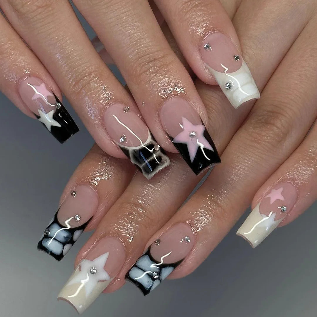 Ballet Chic – 24Pcs White French Nails with Cute Bow Design