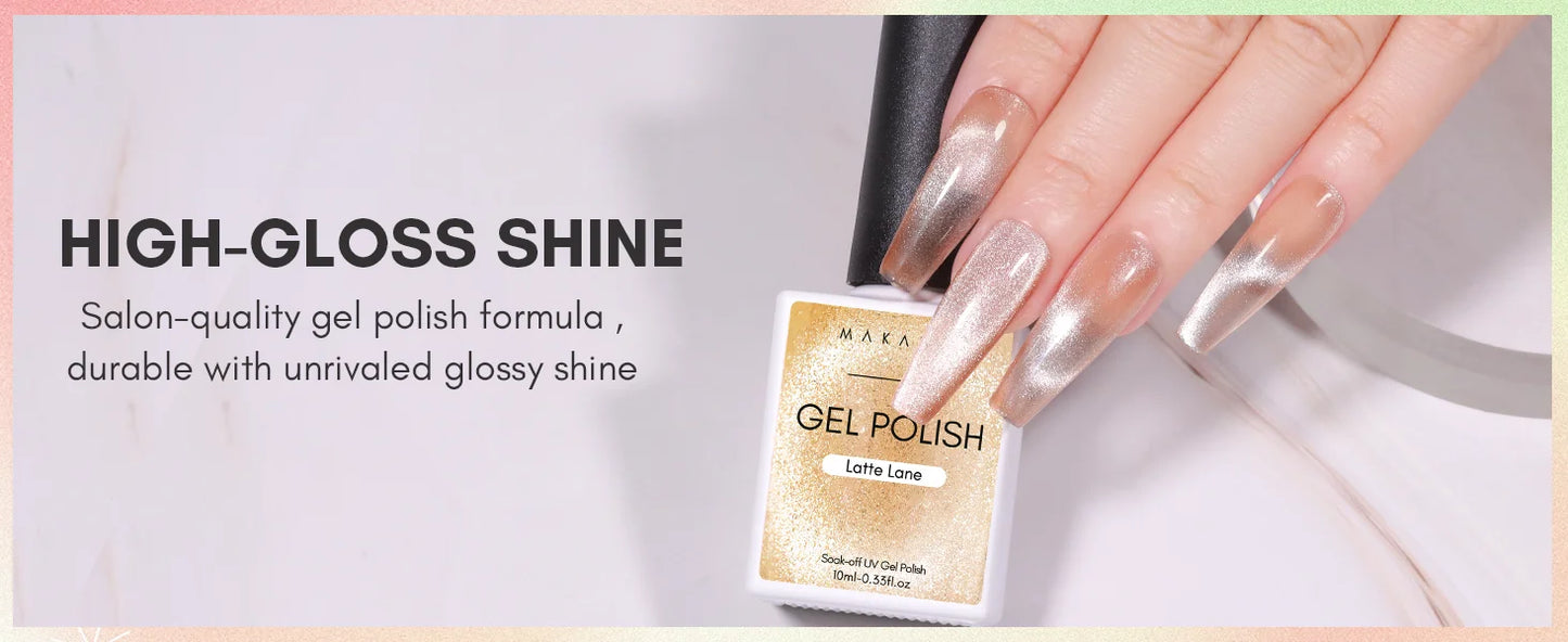 Makartt Cat Eye Nail Polish – Holographic Jelly Gel with Magnet for Home & Salon Use