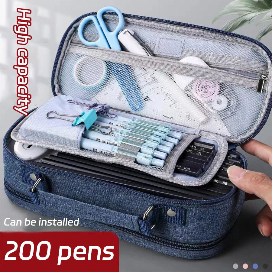 Portable Large Capacity Pencil Case – Multifunctional Pen Box for Boys, School & Office Stationery Organization