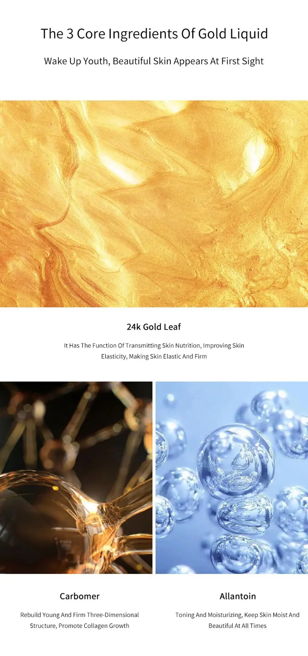 Soluble Face Lifting Threads Collagen Facial Essence Protein Peptide Gold Silk Wire Face Serum for Anti-Aging Firming Skin