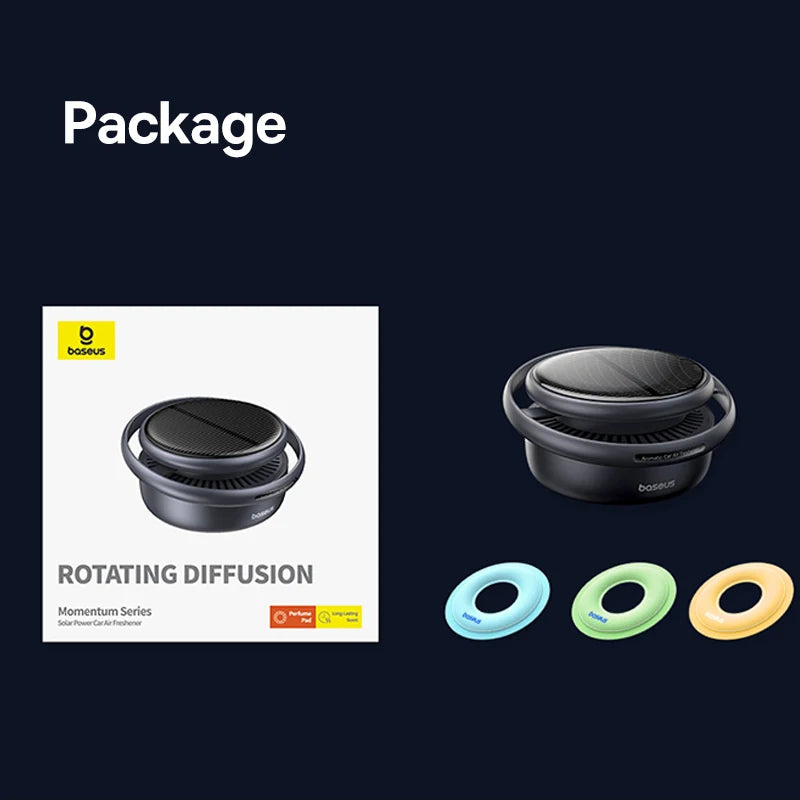 Baseus Solar Car Air Freshener Auto Flavoring Ornament Perfume Decor Interior Car Accessories Rotating Aromatherapy Oil Diffuser