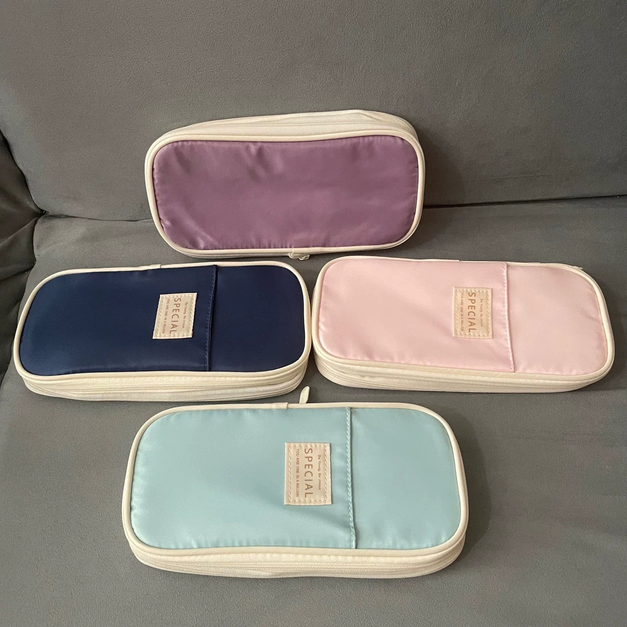 Solid Color Denim Pencil Case – Zippered Polyester Pen Holder for School, Office & Gift-Ready Stationery Organization