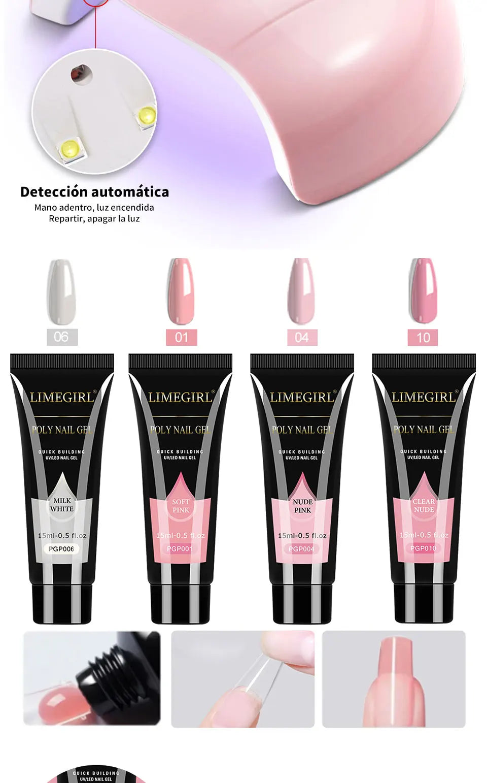 LIMEGIRL Gel Nail Kit – UV Lamp, Electric Drill & Full Tool Set for Salon-Quality Nails