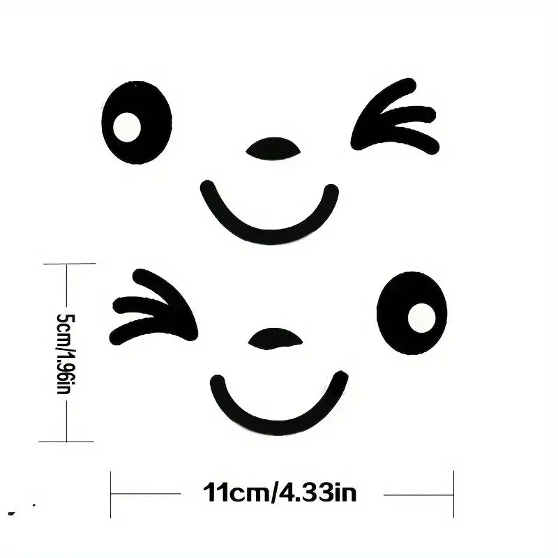 2pcs Cute Cartoon Smiling Face Car Stickers For Motorcycle Truck Rearview Mirror Your