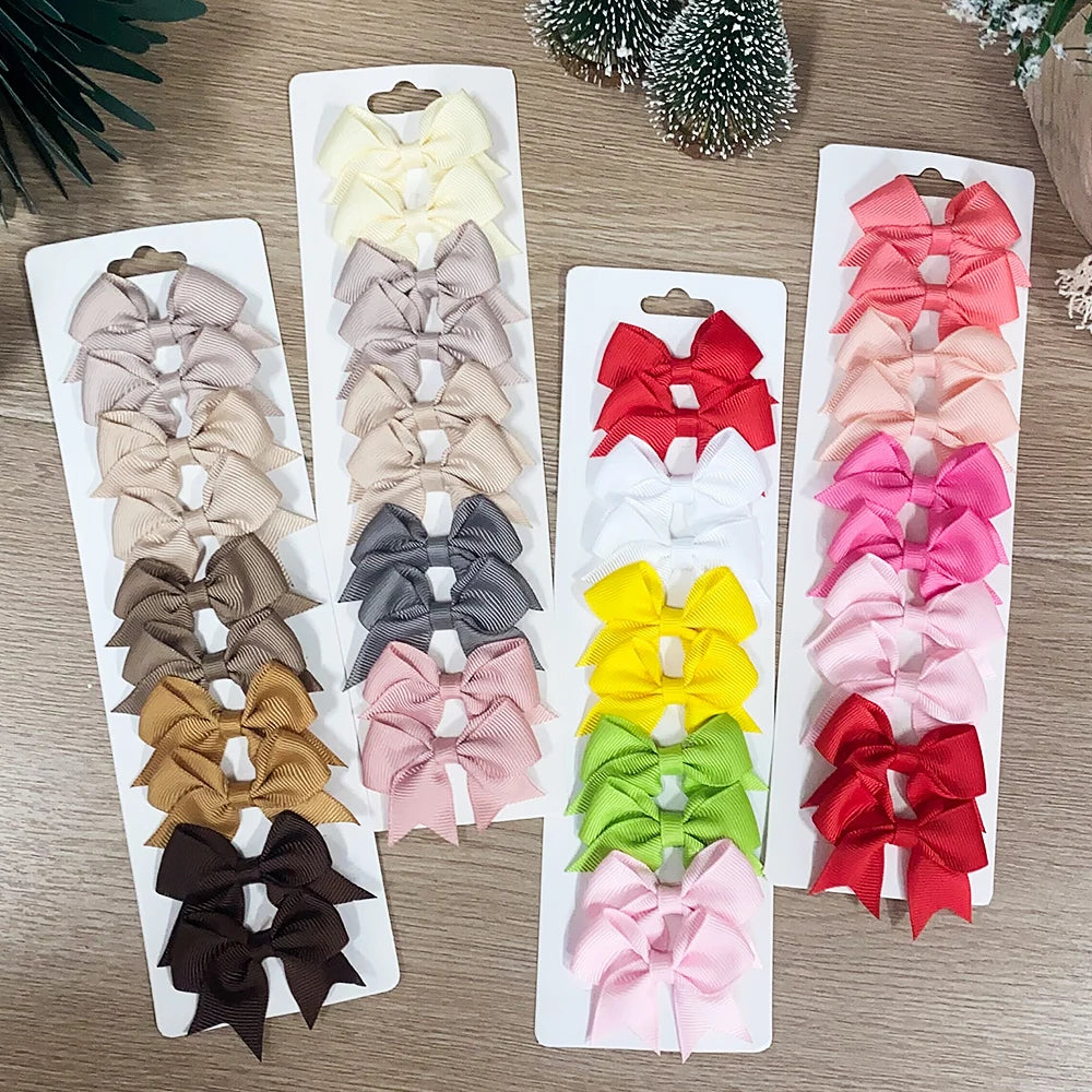 10-Pack Ribbon Bow Hair Clips – Sweet Handmade Styles for Little Girls!