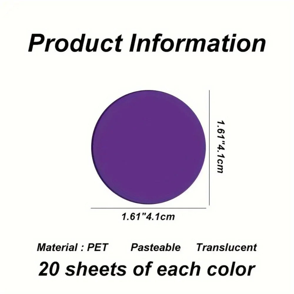 160 Pack Round Fluorescent Sticky Notes, Waterproof Durable Notes, Multipurpose Bookmark & Page Flags