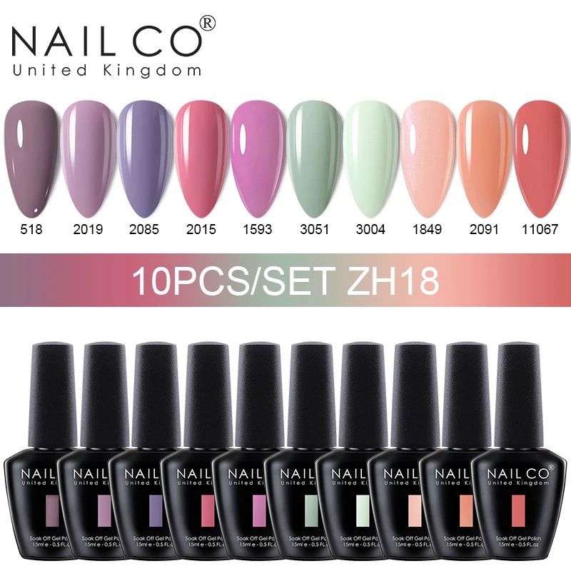 NAILCO Macaron Gel Nail Kit – 10PCS Jelly Colors for Soft, Glossy Manicures
