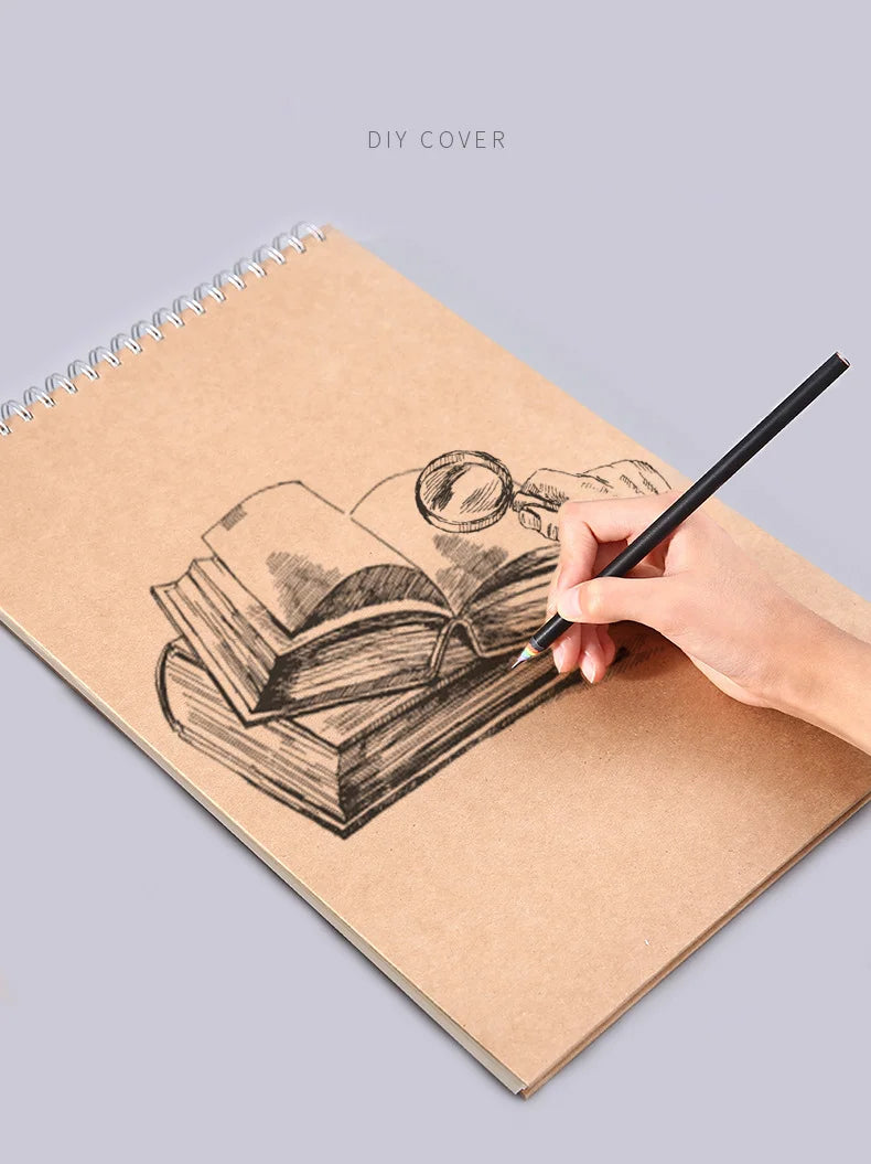 Art Sketchbook 160GSM Kraft Paper Spiral Coil Book Office School Supplies Drawing Notepad Stationary