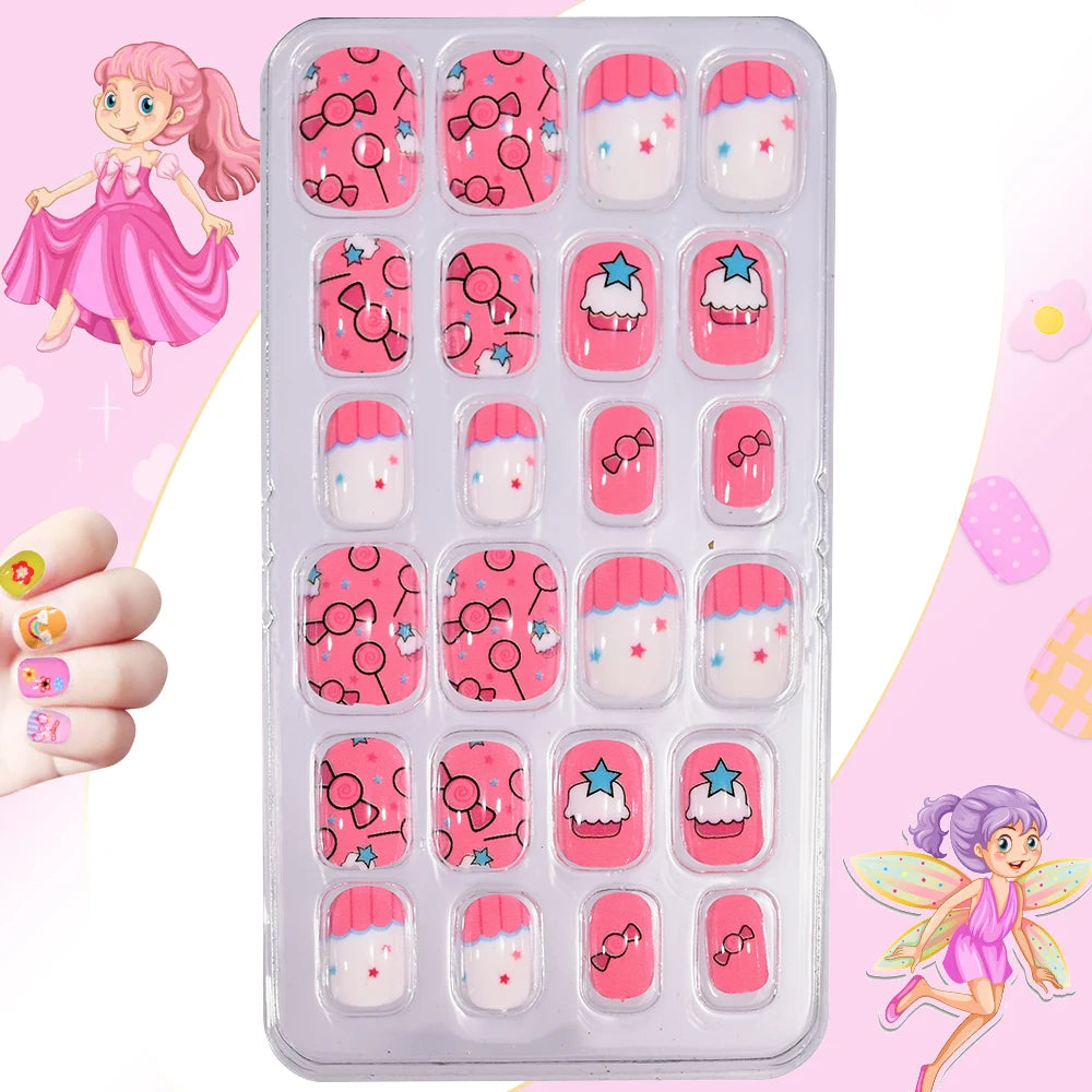 Magical Nail Party – 120PCS Cute Cartoon Nails for Girls with Colorful Festival Vibes