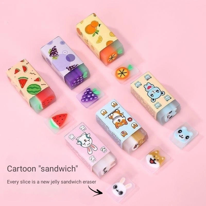 SweetSquish Eraser Set – Cute Fruit, Jelly & Animal-Shaped Pencil Rubbers for Kids with a Fun Fragrance