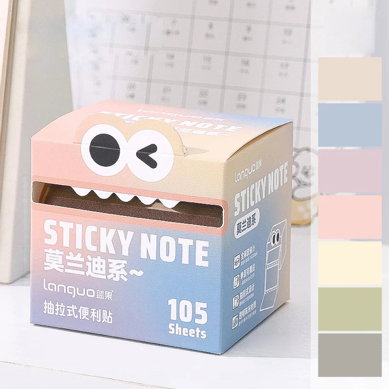 Mr. Paper Pull-Out Sticky Notes – 6Style Transparent Roll with 105 Sheets for School, Study & Creative Stationery