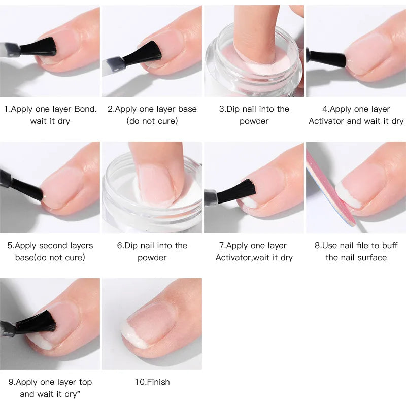 8 Colors Dip Powder Nail Set – Classic Nude Pink & Glitter Collection for DIY Salon Nails