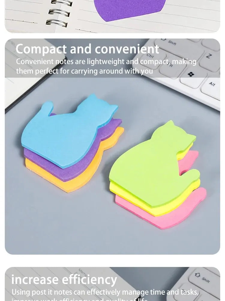 6pcs Cat PET Transparent Memo Sticky Note Paper Daily To Do It Check List Paperlaria School Stationery
