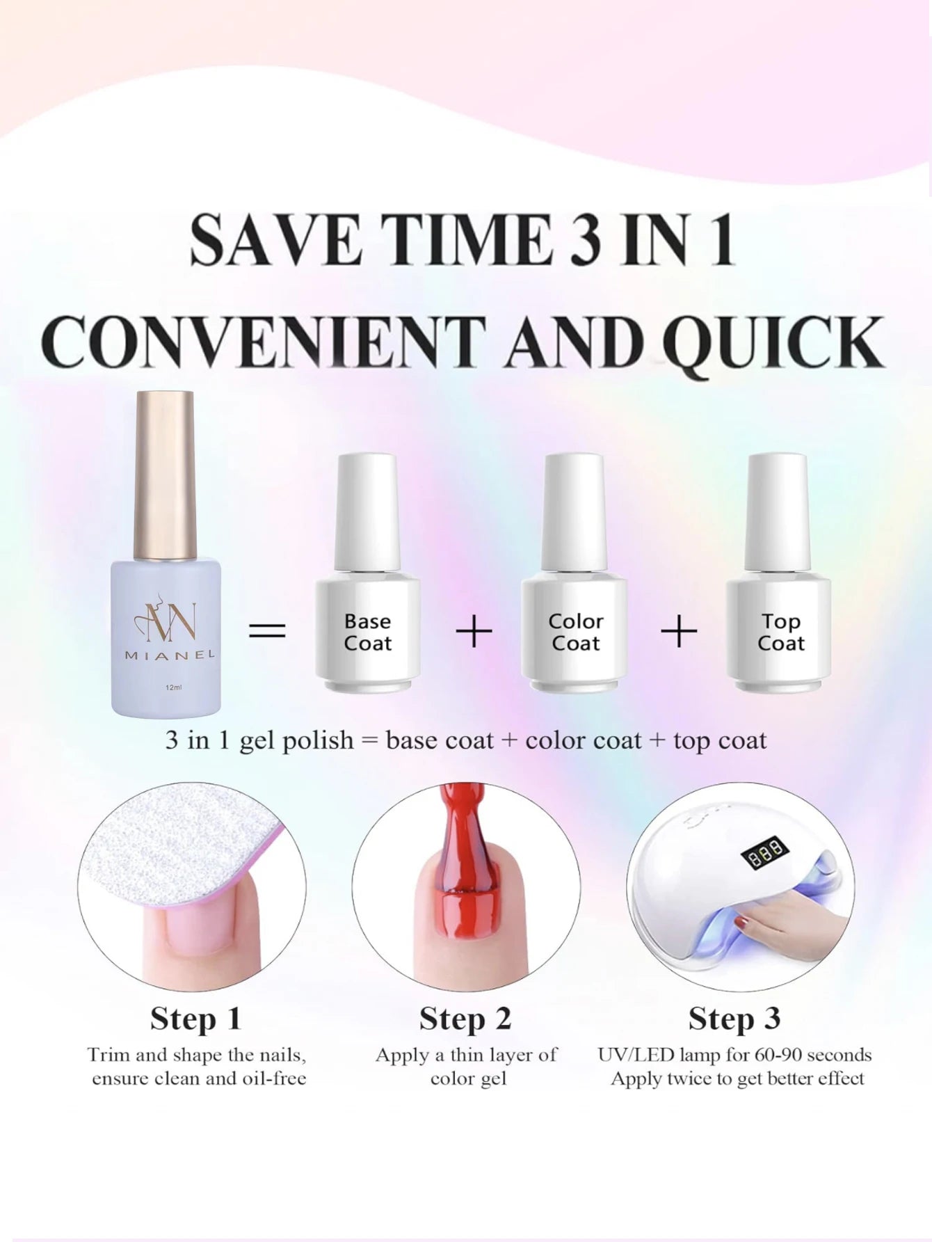 MIANEL 3-in-1 Gel Nail Polish – One-Step Formula for Vibrant Summer Nails