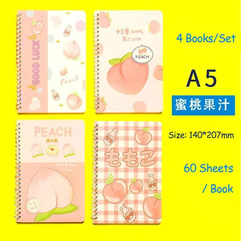 A5 Oil Painting Cover Coil Lined Notebook Set 1/2 Random Cute Books Kawaii Korean Stationery School Supplies for Students