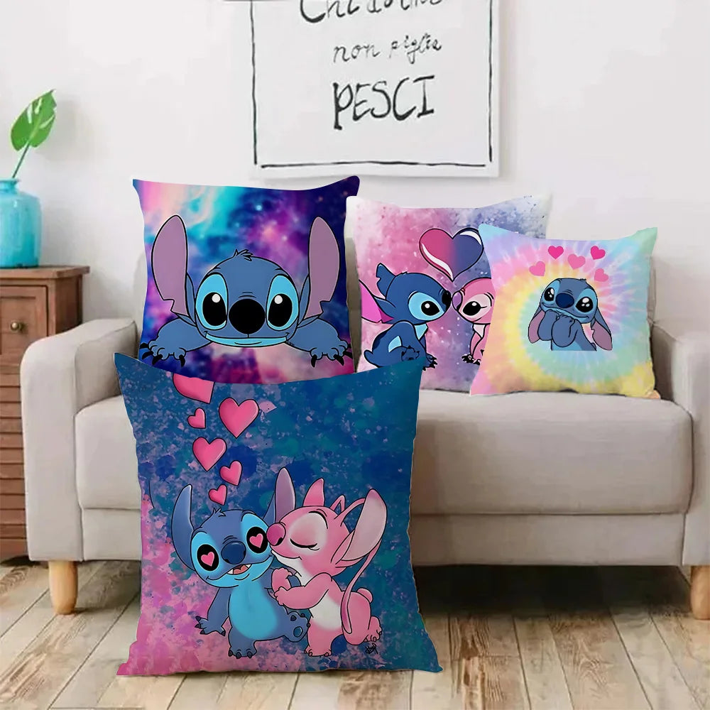 Cute Stitch Pillow Covers Cartoon Sofa Decorative Home Double-sided Printing Short Plush Cute Cushion Cover