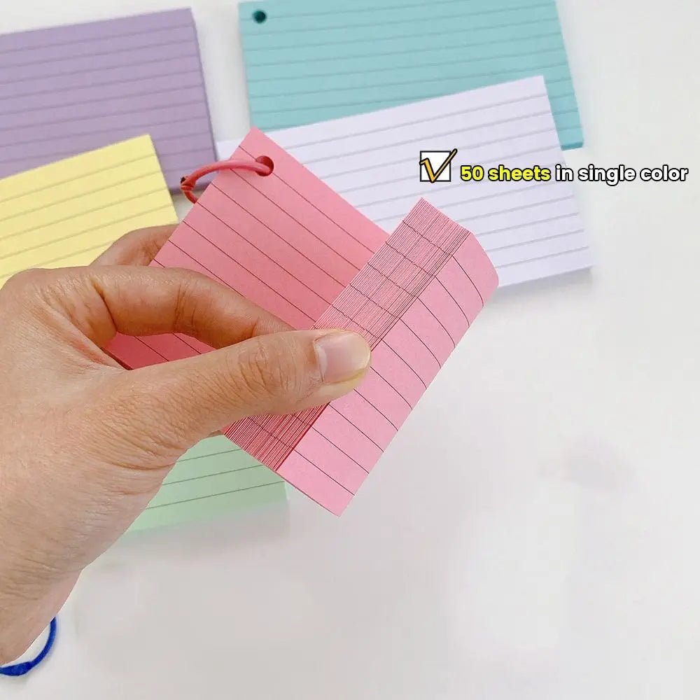 50Pcs Binder Horizontal Line Memo Book Loose-Leaf Index Cards Flash Cards Small Revision Cards for Study Office NotePads
