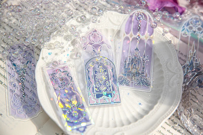 Fluorescent Dream Bookmark Set – 10pcs Kawaii PVC Page Markers & Message Cards for Stationery Lovers