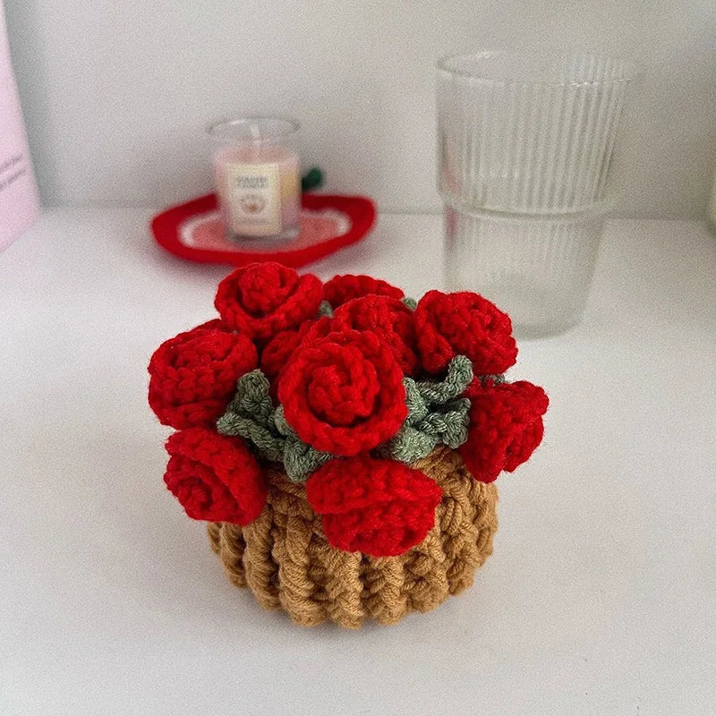 Crochet Flower Coaster Hand Knitted Coaster Rose Placemat Table Ornament Cup Pad Crochet Flower Cupmat Creative Coaster Gifts