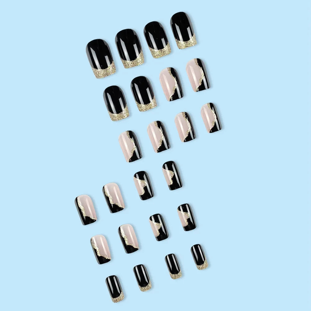 24 Pcs Short French Minimalist Glitter Nails – Jelly Gel & Nail File for Effortless Manicures