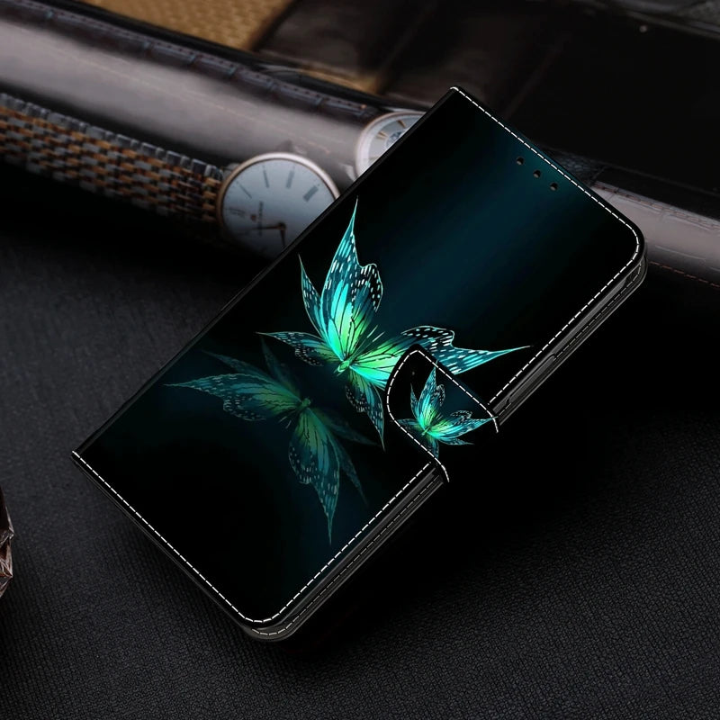 For Samsung S24 FE SM-S721B Case Painted Pattern Wallet Flip Book Cover on For Samsung Galaxy S 24 FE S24FE SM-S721N Case Fundas