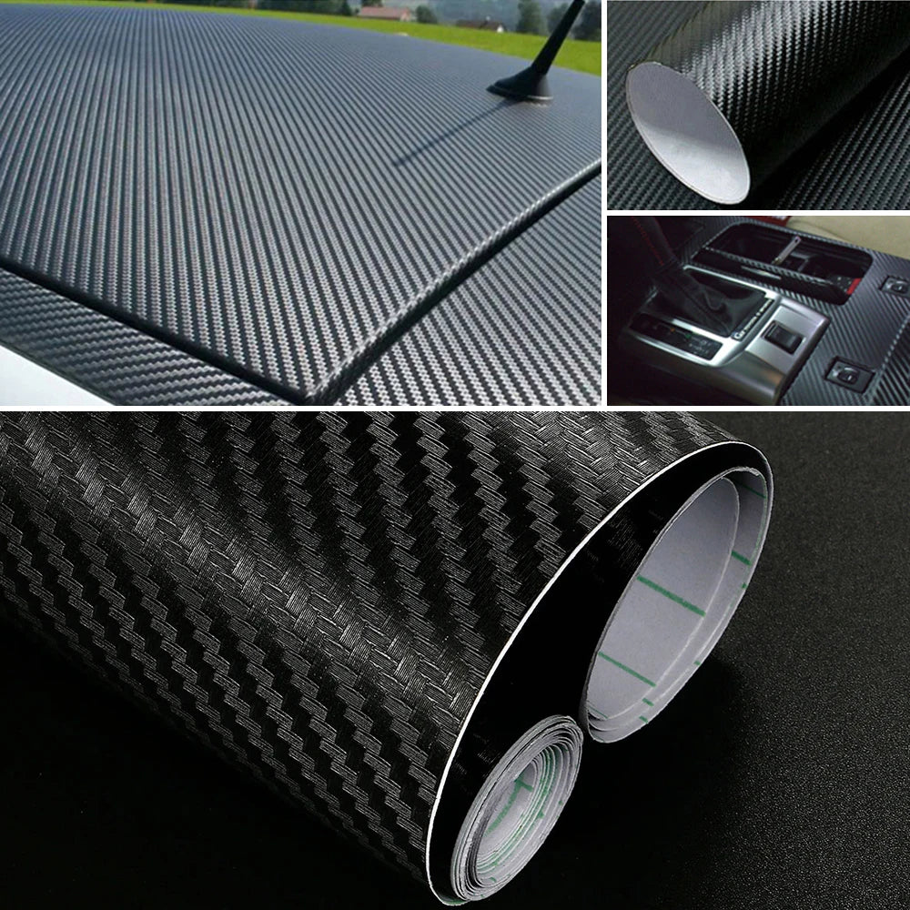 30*127cm Car Stickers and Decals 3D Carbon Fiber Vinyl Wrap Sheet Roll Protective Custom Film Auto Styling Exterior Accessories
