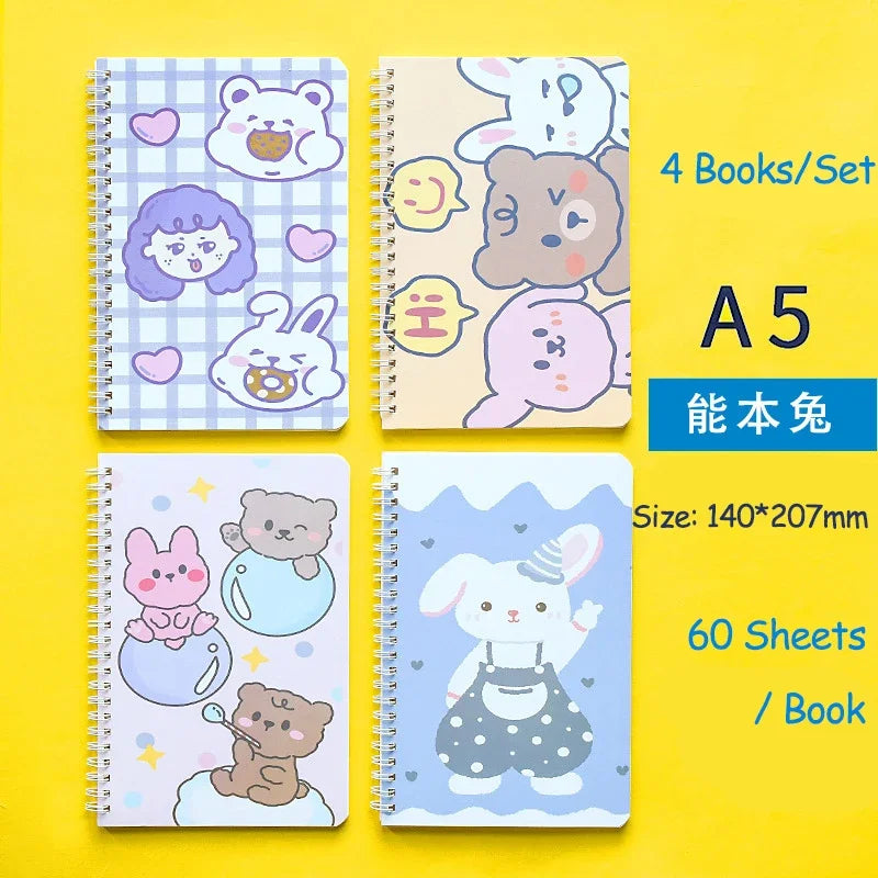 A5 Oil Painting Cover Coil Lined Notebook Set 1/2 Random Cute Books Kawaii Korean Stationery School Supplies for Students