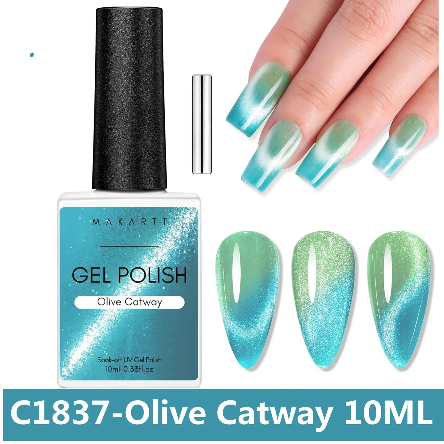 Makartt Cat Eye Nail Polish – Holographic Jelly Gel with Magnet for Home & Salon Use