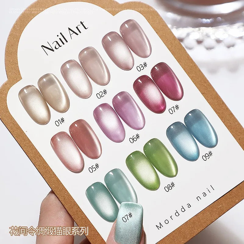 Silk Cat Eye Gel Polish – 9 Sparkling Colors with Magnetic Moonlight Effect (5g Each)