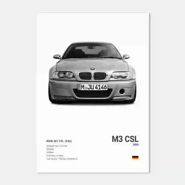 Car Luxury Sports Car Wall Art Poster Black And White Canvas Painting Wall Art Poster M5 M3 GTR M140 Living Room Home Decor Gift