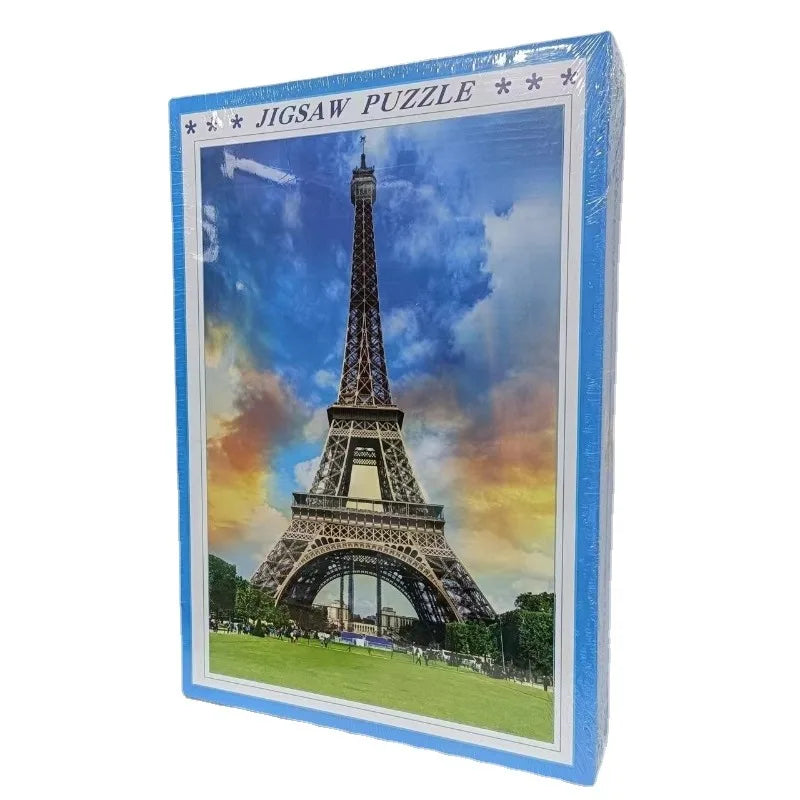 75*50cm Paper Jigsaw Puzzle 1000PCS Eiffel Tower Architecture Adult Stress Relief Children Educational Entertainment Christmas