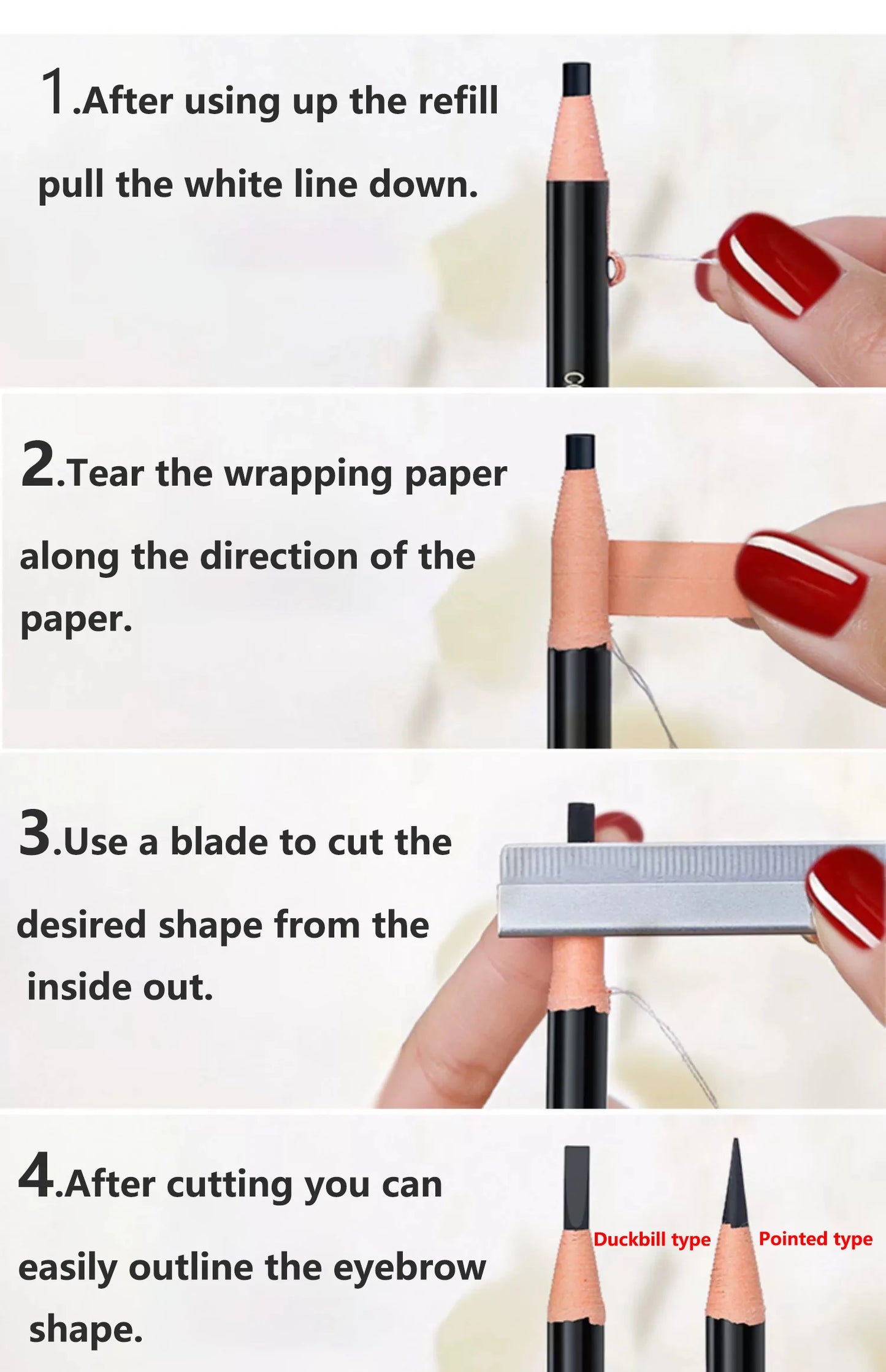 Tear Off Pull Line Eyebrow Pencil, Not Sharpen Need Eyebrow Pencil, Natural Color Rendering, Sweat Proof And Smudge Proof Eyebro
