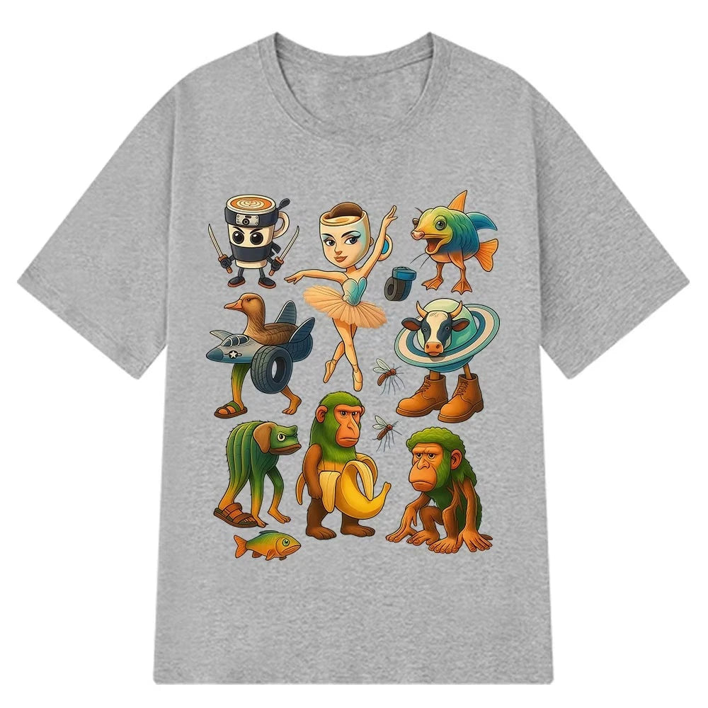 Italian Brainrot Funny Meme Graphic Tshirt Tralalero Tralala Tung Sahur Ballerina Capuchina Brr Patapim Men Women Top Tee Casual