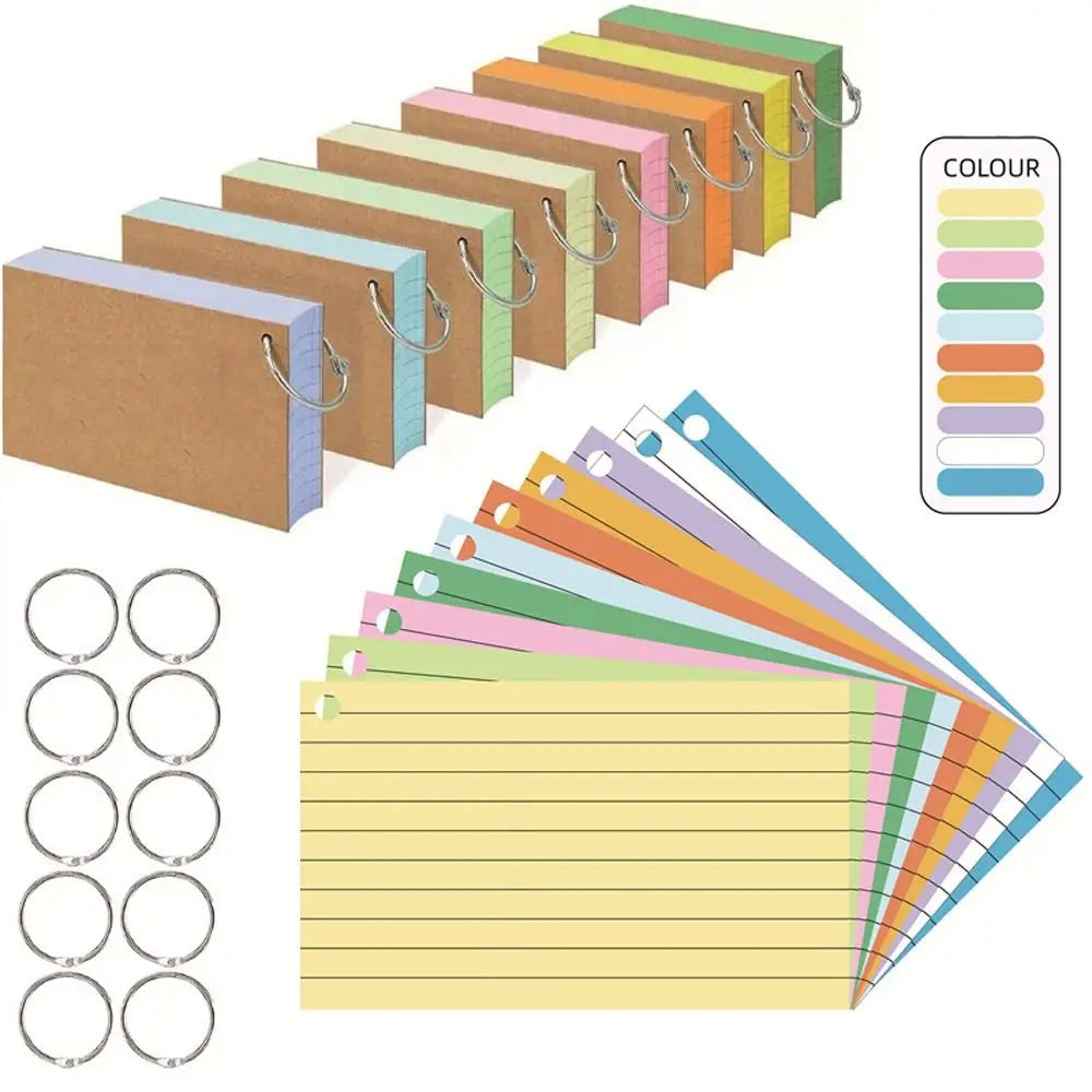 50Pcs Binder Notepad Portable Word Book Card Loose-leaf Book Cute Korean Creative Ring Note Pads Students Writing Memo Book