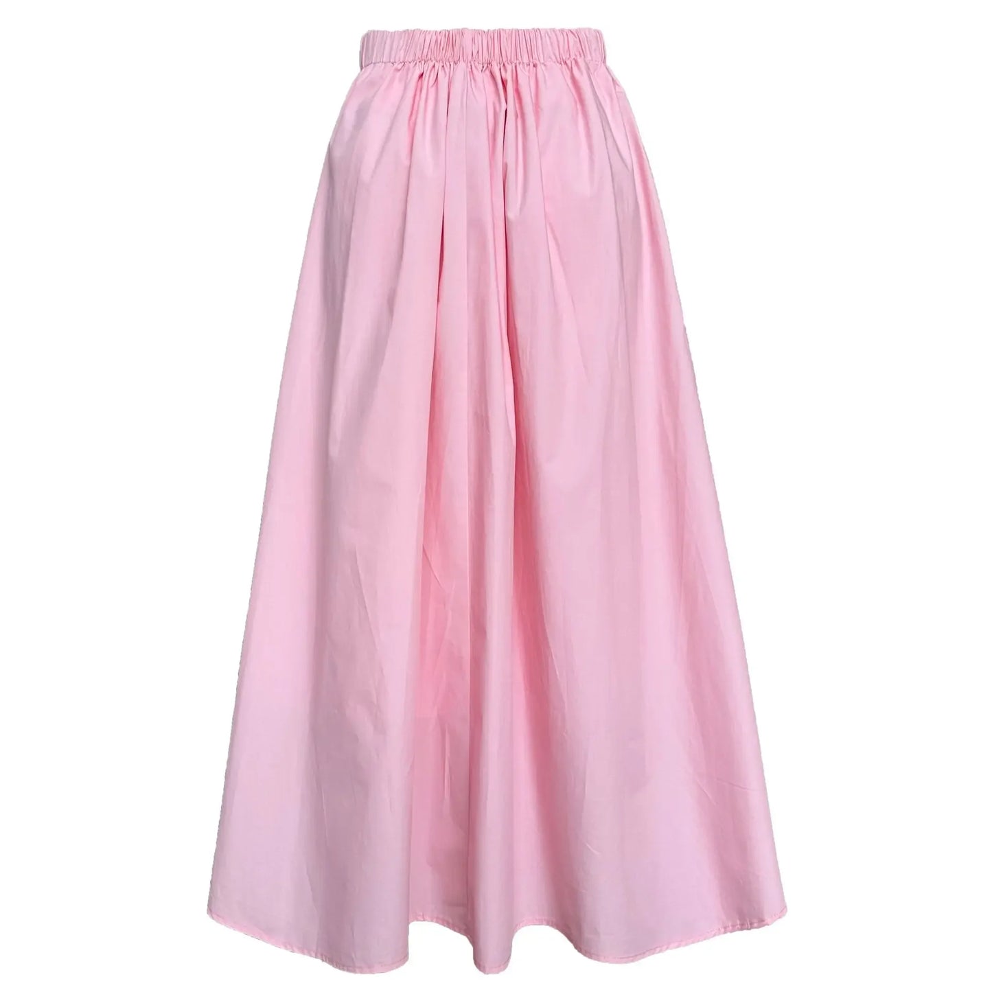 Elegant High-Waisted Pink A- Line Skirt Sweet Umbrella Design Sensibility Plenty of Pleats Medium-Length Women's Fashion