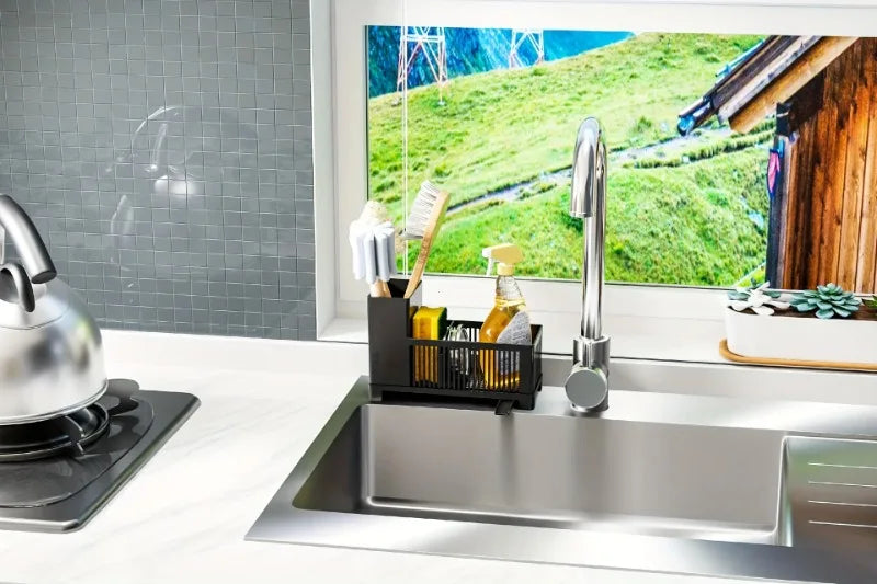 1pc Kitchen Drain Rack Kitchen utensils storage basket used for storing cleaning tools sponge cleaning drying drain basket