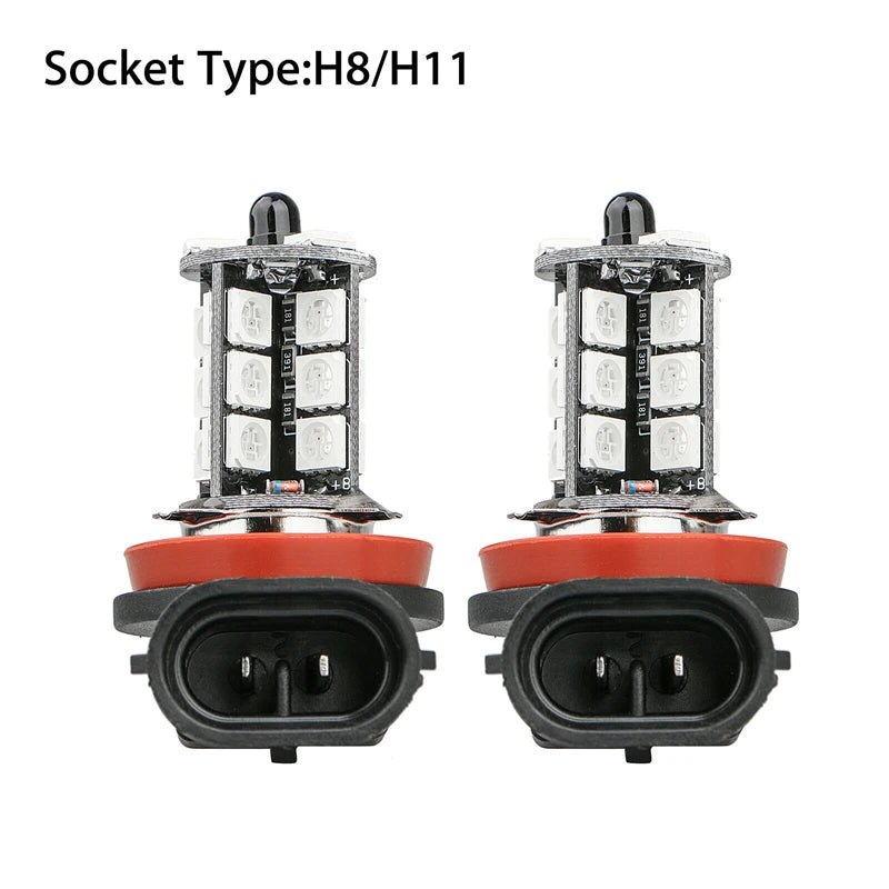 2Pcs Car Fog Light Bulbs H8 9005 881 1156 1157 RGB Car Driving Running Light DRL Lamp Foglamps Auto Leds Lamp Remote Control 12V