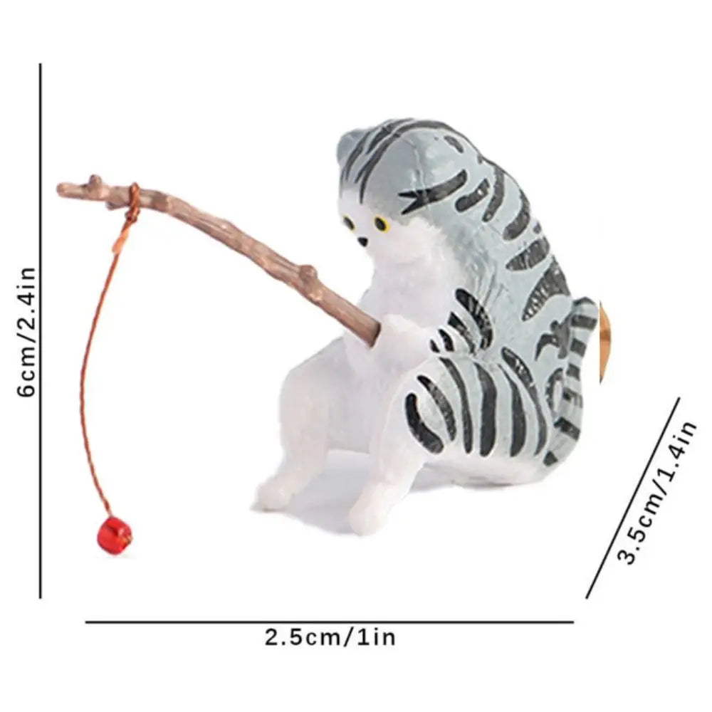 Hanging Decoration Plant Pot Aquarium Tanks Decor Fish Tank Ornaments Cat Statue Kitten Fishing Ornament Miniature Figurines
