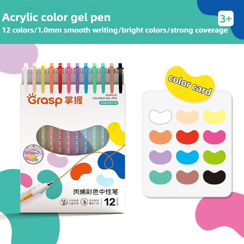 36/12 Colors Acrylic Gel Pen 1.0mm Large Capacity Student Writing Pen Painting Drawing Office School Supplies Stationery