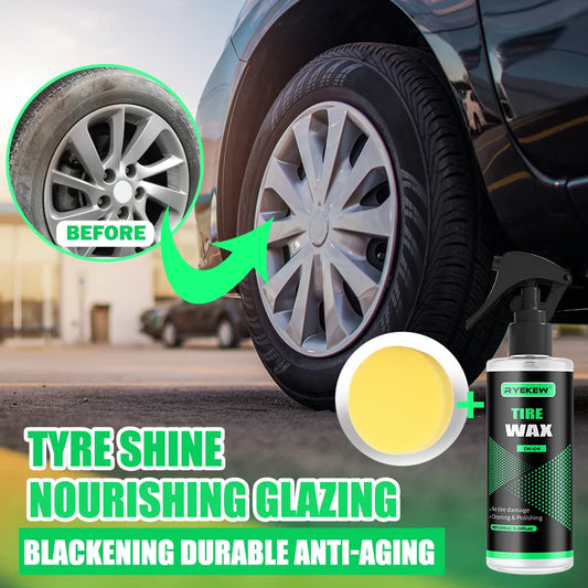 Tire Coating Spray High Gloss Hydrophobic Sealant Wax Car Wheel Polishing Brightener Auto Care Re-Black Tire Refurbishing Agent