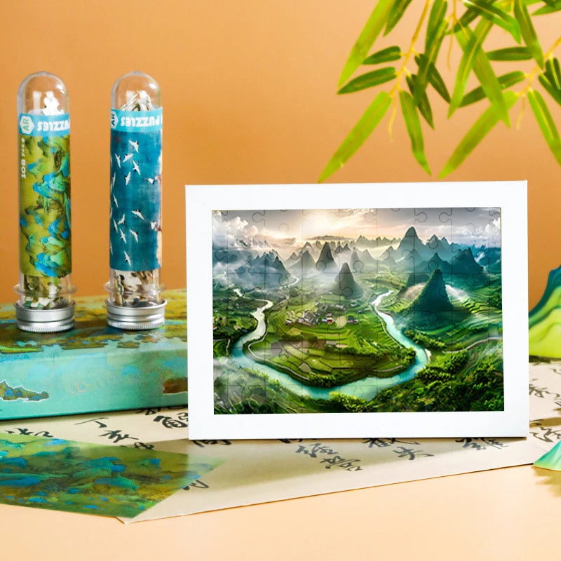 150pcs of Mini Portable Test Tube Puzzle Landscape Cartoon Toys High Difficulty Mini Blue Card Materials Essential Holiday Gifts