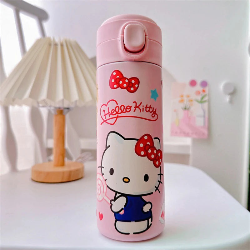 MINISO 420ML Cartoon Thermos – Cute Stainless Steel Water Bottle for Students, Girls & Kawaii Stationery Fans