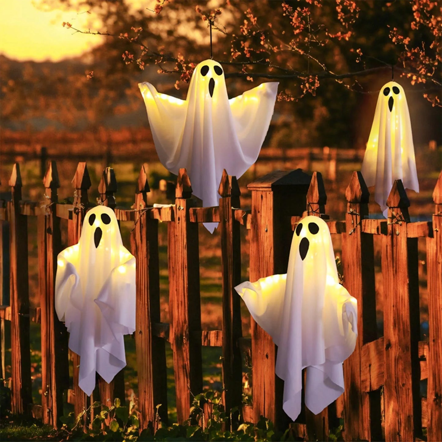 Halloween Terror Led Ghost Pendant Decor Props Home Courtyard Garden Store Haunted House Decorative Pendant