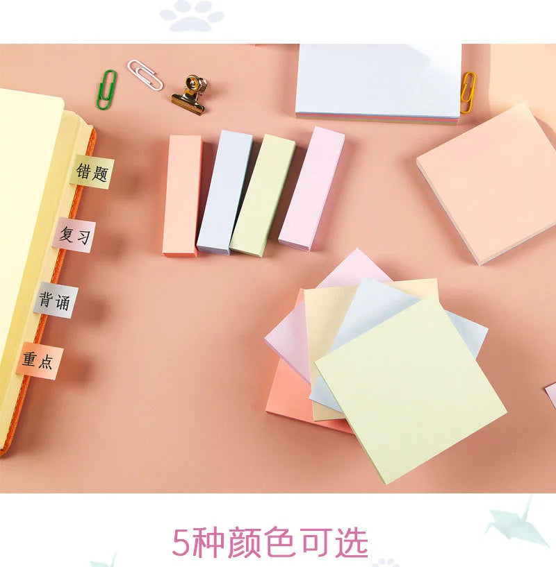 Morandi Sticky Notes Pastel Colored Memo Pads Index Tabs for Students School Office Stationery Removable Adhesive Notes