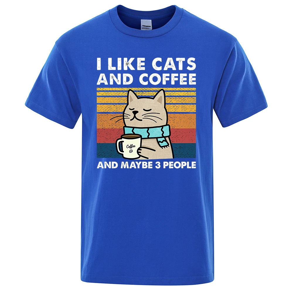 Cats, Coffee & Chill – Funny Street Tee for Everyday Vibes!