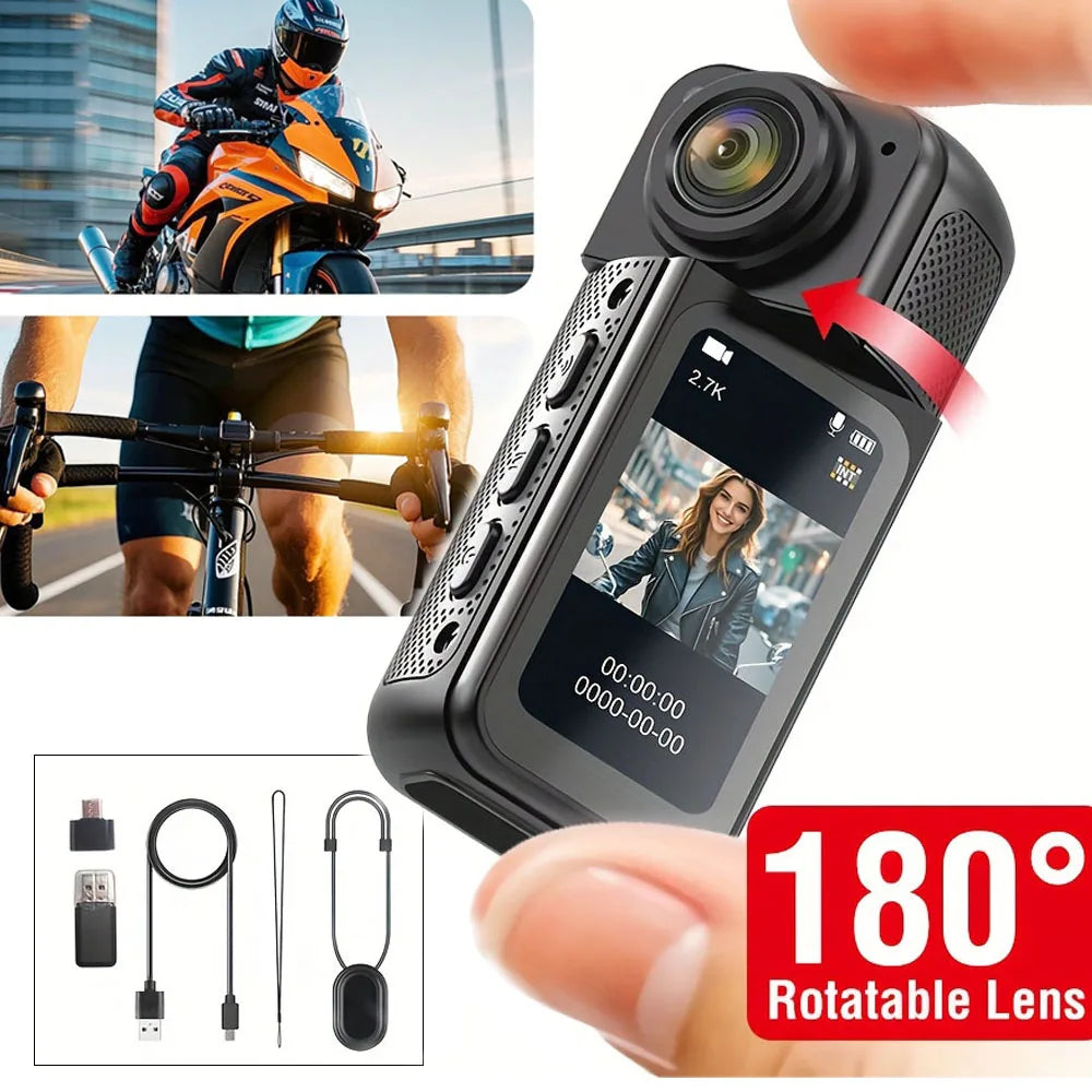 Motor Recorder 2.7K WIFI Mini Thumb Camera 1.47'' Cam Outdoor Sports Cycling 180° Rotation Magnetic Bicycle Motorcycle Recorder
